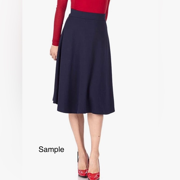 S Dani's Choice Elastic Waist A-line Flared Mid Long Blue Skirt Womens Clothes. - Picture 2 of 6